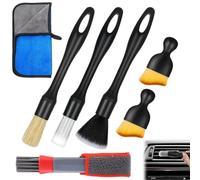7 Pcs Car Detailing Brush Set for Car Air Vents with Microfiber Towel | Ultra-Soft Scratch-Free Automotive Interior Cleaning Kit for Dashboard, Grilles, Wheels