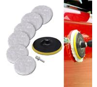7 Pcs Car Polishing Pads for Drill, Professional Wool Polishing Pads, Car Buffer Polisher Kit with M10 Drill Adapter and Hex Shank Bit Adapter, For Car Furniture Polishing Waxing