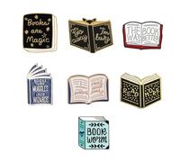 7 Pcs Cartoon Book Enamel Pins,Book Badges,Books Brooches,Decorative Lapel Pins for Backpacks Clothing Bags Jackets,Learning Gifts for Teacher Student Book Lovers