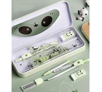 7 Pcs Cartoon Panda Geometry Set Compass Set with Maths Protractor Rulers, Math Set for Drawing Measuring Tools, Ruler Kit for Class School Supplies (Panda)