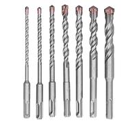 7 Pcs Cemented Carbide Drill Bit Set with 3/8 Inch Round Handle, 160mm Length - Fast Cutting Cross Head, Wide Application for Concrete and Mechanical Processing