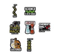 7 PCS Chemical Biology Series Pin Chemical Structure Lapel Pin Creative Brooch Metal Badge Brooch