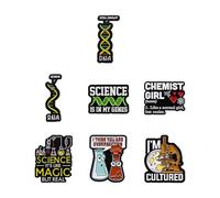 7 PCS Chemical Structure Brooch Funny Lapel Pin Chemistry Biology Series Shirt Clothes Decoration Lapel Pin