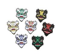 7 Pcs Chinese Lion Dance Mask Pins Set - Gift for Christmas and New Year, Symbolizing Wealth, Good Luck, Purity, Peace, and Tranquility - Traditional Chinese Culture, Colorful Collectible Accessories