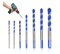 7 Pcs Concrete Drill Bit and Masonry Drill-Bits Set for 3mm 4mm 5mm 6mm 8mm 10mm 12mm Masonry-Drill-Bit,Shockproof Hammer for Glass,Brick,Plastic,Carbide,Cement,Porcelain,Not to be broken