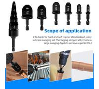 7 PCS Copper Tube Expander Set with 5-in-1 Swaging Tool and Drill Bits for HVAC Air Conditioner Repair, 1/4" to 7/8" Pipe Sizes, Blackened Bea