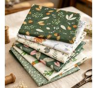 7 Pcs Cotton Quilting Fabric, 9.8 * 9.8In Printed Cotton Patchwork Fabric | Nature-Inspired Plant & Leaf Printed Fabric, With Fresh Patterns, Ideal For Patchwork, Quilting & Hand-Made Craft Projects