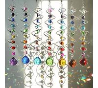 7 Pcs Crystal Gazing Ball Spiral Wind Spinner Suncatcher Garden Decor