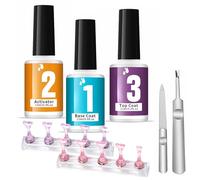 7 PCS Dip Powder Nail Set,with Dip Base Top Gels,Activator,Top Gels Coats,Dipping Powder Starter Kit Suitable for Manicure Starter,Gift for Women and Girls Home DIY & Salon Use