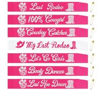 7 Pcs Disco Cowgirl Bachelorette Party Sashes, Hot Pink Cowgirl Bride Sashes for My Last Rodeo Bachelorette Party Decorations Western Cowgirl Theme Bridal Shower Party Supplies Gifts Jokes and Favors