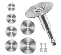 7 Pcs Drill Saw Blades Set, HSS Circular Rotary Saw Blades with 1/4" Hex Shank, Cutting Discs Wheel for PVC Pipe, Wood, Plastic, Soft Metal, for Drill Rotary Tool