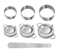 7 Pcs Dumpling Maker Set, Stainless Steel Dumpling Press with 3 Size Dumpling Molds, Dough Cutters and Filling Spoon, Empanada Ravioli Maker for Kitchen Cooking, Home Use, Easy Meal Prep