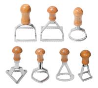 7 Pcs Dumpling Press Cutter Set, Metal Molds for Ravioli & Cookies, Wood Handle Kitchen Tool with Lace Design for Pastry Making