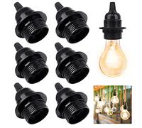 7 PCS E27 Lamp Socket Vintage Light Fitting External Thread DIY Pendant Light Suitable for Edison Bulbs - Black, Rated 4A 250V