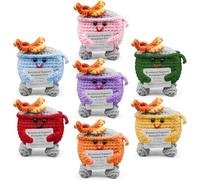 7 PCS Emotional Support Dumpster Fire Crochet, Funny Mini Handmade Doll with Encouragement Card, Cute Stocking Stuffers for Women Friend Men