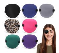 7 Pcs Eye Patch for Adult and Kids, Amblyopia Lazy Eyes Patches for Left or Right Eyes, Black Blue Magenta Purple Leopard Dark Green Grey Seven Colour Options