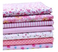 7 Pcs Fabric Bundles, Sewing Patterns Quarter Precut Fabric, Squares Fat Quarters Fabric Bundles, Cotton Craft Fabrics Bundles Patchwork for Sewing DIY Art Work Supplies Scrapbooking Quilting(Pink)