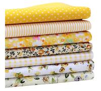 7 Pcs Fabric Bundles, Sewing Patterns Quarter Precut Fabric, Squares Fat Quarters Fabric Bundles, Cotton Craft Fabrics Bundles Patchwork for Sewing DIY Art Work Supplies Scrapbooking Quilting(Yellow)
