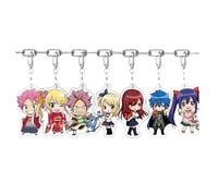 7 Pcs Fairys Tails Acryl Keychain Anime Figure Lucy End Happy Keyring Pendant Chain Decor Fairys Tails 100 Year Quests Merch