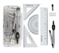 7 Pcs Fashion Maths Set for Students with Storage Box, Geometry Sets Stationary Sets School Supplies Protractor and Compass Ruler Set for Boys Teenagers Girls and Students
