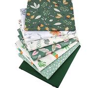 7 PCS Fat Fabric Bundles, Cotton Craft Fabric Pre-Cut Squares Sheets | 9.8'' x 9.8'' Quilting Fabric Bundles Soft Cotton Craft Pre-Cut Squares Sheets for Patchwork Sewing Quilting(Green Floral)