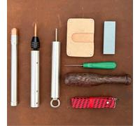 7 Pcs Flint Knapping Kit, Obsidian Crafting Tool Set, Solid Copper Bopper Pressure Flaker, Percussion Hammer, for Making Beginners and Professionals