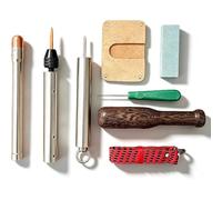 7 Pcs Flint Knapping Kit with Aluminum Handle, for Beginners | Flint Napping Tools, Pure Copper Hammerhead 304 Stainless Steel Thread Quick Change Design, Stone Age Artisan Crafting
