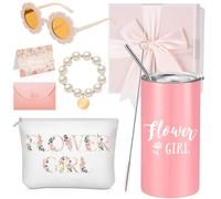 7 Pcs Flower Girl Gift Set Flower Girl Proposal Gifts Include Tumbler Card Kids Sunglasses Canvas Bag Bracelet Envelope Bride Gift Box for Wedding Engagement Party
