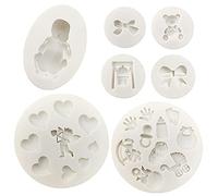 7 Pcs Fondant Silicone Molds, VEINARDYL 3D Sleeping Baby Theme Sugar Craft Cake Decoration Cupcake Topper Crafting Projects Gum Paste Resin Polymer Clay Mould