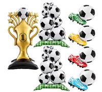 7 Pcs Football Party Decorations, World Cup Trophy Set, Complete Football Balloons Kit with Inflatable Trophy, Ideal for Football Birthday Parties and Sports Events