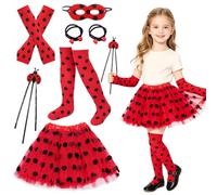 7 Pcs Girls Ladybird Costume and Accessories Set, Party Lady Bug Costume