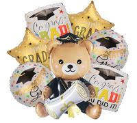 7 Pcs Graduation Party Decorations Balloons Set Graduation Bear Balloon Congrats Grad Foil Balloons for Class of 2026 Party Decorations