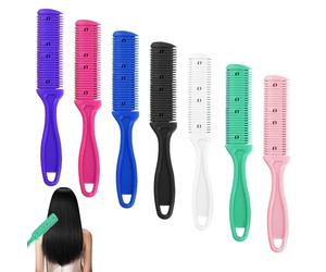 7 PCS Hair Cutter Comb,Double Sides Split End Trimmer for Trimming Long Dense Thin Hair,Razor Comb for Cutting Hair,Woman Hair Styling Combs Tool for Home or Salon Supplies(7 Colors)