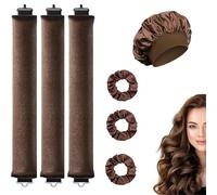7 Pcs Heatless Curlers Set, Heatless Blowout Rods, Overnight Blowout Rods, Heatless Curling Set for All Hairs Types,Overnight Hair Curlers For Long Medium Hair (Brown)
