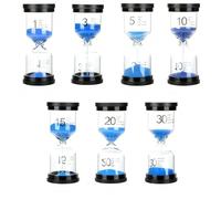 7 Pcs Hourglass Timer Set, Borosilicate Glass with 7 Time Settings, Blue Sand for Cooking/Studying/Gifts