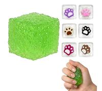 7 PCS Ice Cube Squishy, Cat Paw Squishies, Green Frosted Cube and Six Mini Cat Paw Ice Cube Squishies, Portable Piece for Daily Relaxation, Suitable for Office, Study and Commute Use