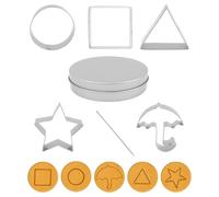 7 PCS Korean Game Sugar Candy Christmas Cookies Making Tools for Dalgona Stainless Steel Umbrella for Squid Game Cookies Cutter Kit with Triangle Star Round Baking Cake Mold for Halloween Thanksgiving