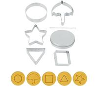 7 Pcs Korean Sugar Candy Making Tools,Stainless Steel Biscuits Mold Sugar Korea Game Kit,Stainless Steel Cookie Cutters,with Triangle Star Round Baking Cake Mold Tin Case Needle for Christmas Party