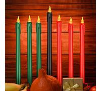 7 Pcs Kwanzaa Candle Set Flameless Mishumaa Saba 11'' LED Candles for Happy Kwanzaa Decor Green Red Black Taper Candles Battery Operated Advent Candle for Kwanzaa Kinara Set Wreath Dinner Church Home