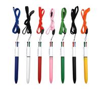 7 Pcs Lanyard Pen Set, 4 Colour Pen Multi Pen for Note Taking and Organisation, Multi Coloured Pens All in One with Black Red Blue Green Yellow Pink White Ink, Ideal for everyone and Professionals