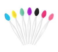 7 Pcs Lip Scrub Brush Lip Exfoliator Scrubber Brush Double-Sided Silicone Exfoliating Tool Mini Soft Scrubber Exfoliator Gentle Lightening Dark Lips for Smooth Soft Bright Healthy