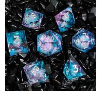 7 PCS Liquid Core DND Dice Resin Sharp Edge Dice Polyhedral D&D Quicksand Dice Set for Dungeons and Dragons RPG MTG Table Games