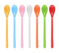7 Pcs Long Handle Spoons, Colorful Reusable Plastic Ice Cream Coffee Spoons, Long Teaspoons for Sundae Dessert Latte Glasses Espresso Soup Hot Drinks