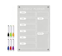 7 Pcs Magnetic Weekly Planner for Fridge A4 Acrylic Clear Dry Erase Board, Magnetic Meal Planner for Fridge, Kitchen Menu Board for Shopping List, Chore Chart & Weekly Planner