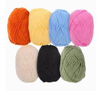7 Pcs Milk Cotton Yarn, 4 Ply Four-strand Winter Craft Wool | Soft Multi-colour Fibre, Colour Retention, Skin-comfort Feel, Suitable for Socks, Amigurumi, Crochet Workshops and Makers