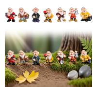 7 Pcs Mini Gnome Statue, Mini Garden Gnomes, Miniature Fairy Garden Gnomes Fairy Resin Outdoor Statues Miniature Garden Decoration Ornament Gardens Decoration for Table, Gardens, Indoor & Outdoor