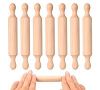 7 Pcs Mini Wooden Rolling Pin Set with 2 Rollers for Clay and Dough | Small non stick rolling pins for playdough, cookies, pastry, pizza and fondant making