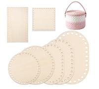 7 Pcs Natural Wooden Basket Bottom for Crochet Base with Pre-Drilled Holes, DIY Oval Storage Basket Kit,Basket Wood Base for Weaving & Making Supplies,Multi-Use Craft Project, Home Decor Organizer