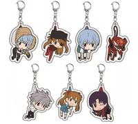 7 Pcs Neon Genesis Evangelions Keychain Anime Figure Asukas Keyring Pendant Eva Acryl Chain Decor Eva Manga Merch