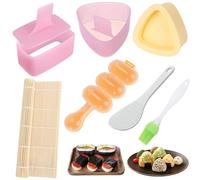 7 Pcs Onigiri Rice Ball Mold Maker Kit, Musubi Press, Classic Triangle Shake Sushi Roller Mat Tool for Kids Bento Lunch and Home DIY, Non-stick, BPA-Free